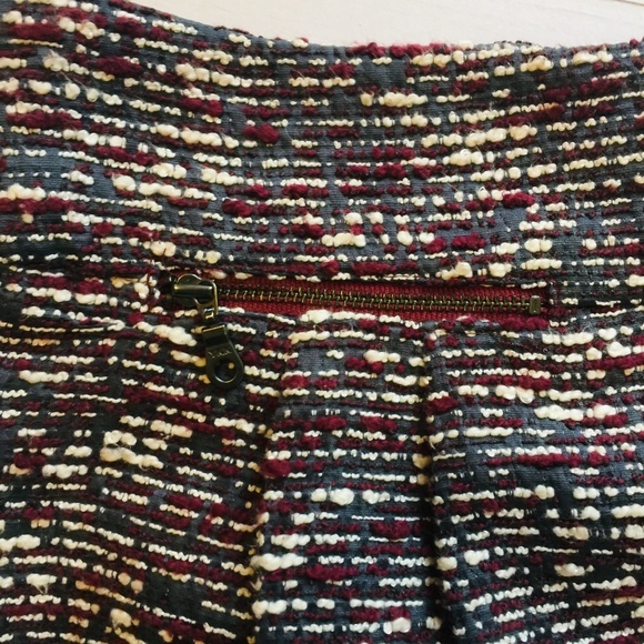 LOFT Burgundy Gray & Ivory Tweed Mini Skirt 2P EUC - Picture 5 of 10